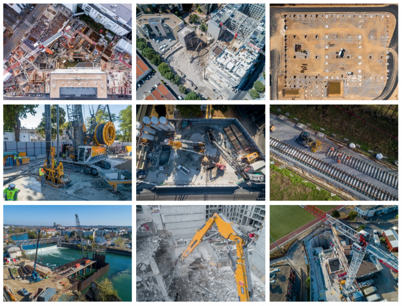 Mosaïque de photos de chantiers par drone en Ile-de-France - DCOMDRONE