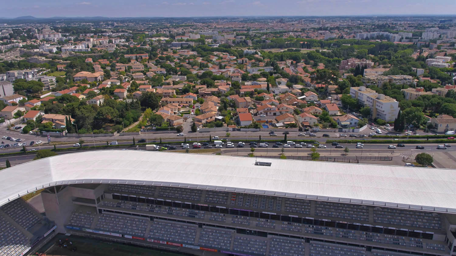 Montpellier vu du Stade De Rugby Yves Du Manoir, par Drone-Pictures #2079051 copie