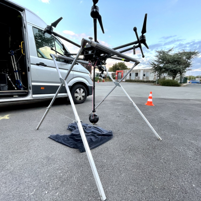 Our S900 DJI S3 UAV in full flight with the VR 360 stabilized gimbal