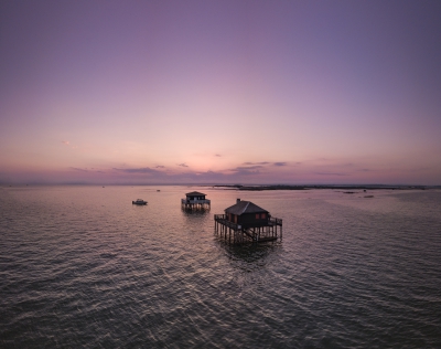 Drone photography of Cabanes Tchanquées, Arcachon, Gironde, France