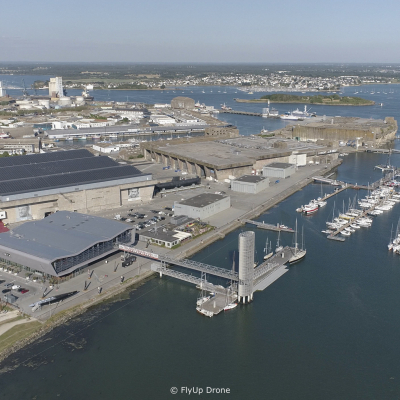 Drone shooting at Lorient La Base, a former submarine base and competition sailing centre for Japanese television channel Asahi