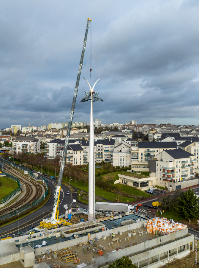 Photo par drone Chantier Cable 1 - Pose Pylone Valenton - DCOMDRONE